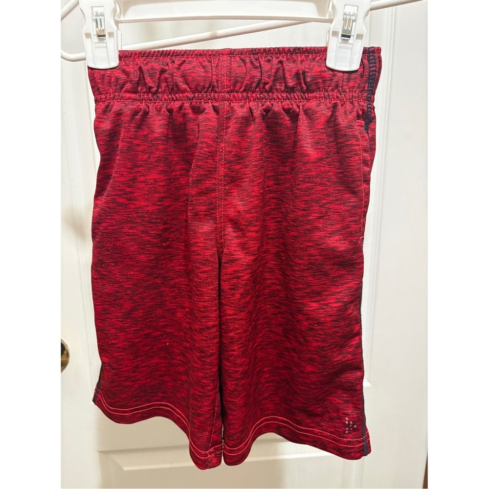 Gymboree Boys Red Black Space Dye Active Shorts S 5-6 Athletic Gym Drawstring